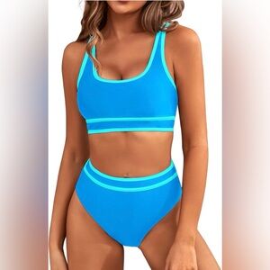 Women's High Waisted Bikini Sets Sporty Two Piece Swimsuit